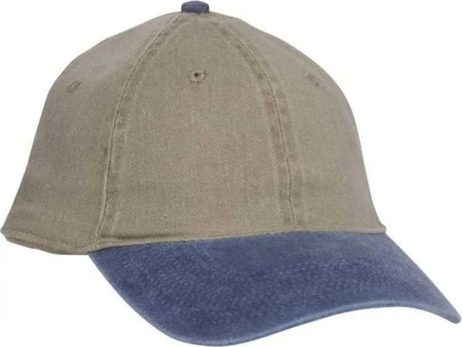 Hat For Concerts-OTTO 10-271 Stretchable Washed Pigment Dyed Cotton Twill Low Profile Pro Style Soft Crown Cap - Navy Khaki