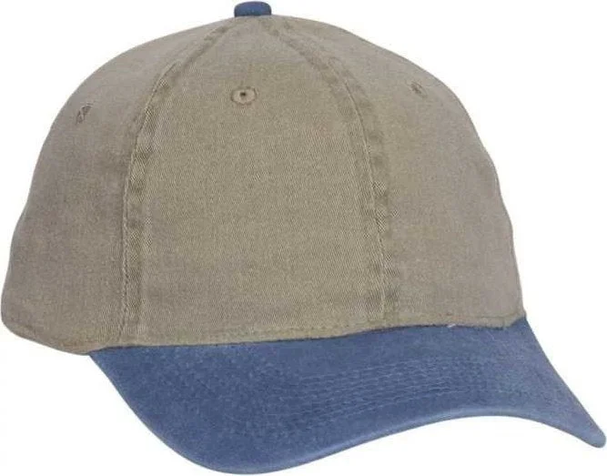 Hat For Poolside-OTTO 10-271 Stretchable Washed Pigment Dyed Cotton Twill Low Profile Pro Style Soft Crown Cap - Sky Blue Khaki