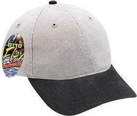 Hat For Travel-OTTO 10-275 Stretchable Garment Washed Cotton Twill Low Profile Pro Style Cap - Black Gray