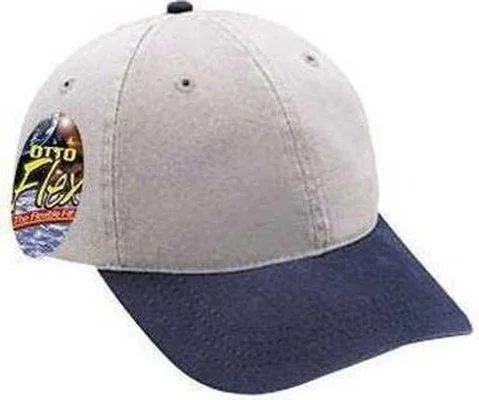 Hat For Football-OTTO 10-275 Stretchable Garment Washed Cotton Twill Low Profile Pro Style Cap - Navy Gray