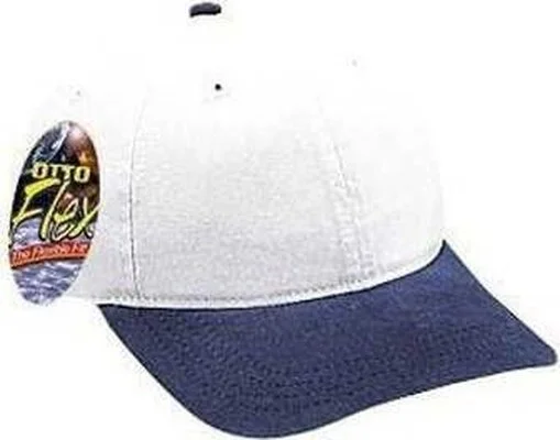 Hat For Baseball-OTTO 10-275 Stretchable Garment Washed Cotton Twill Low Profile Pro Style Cap - Navy White