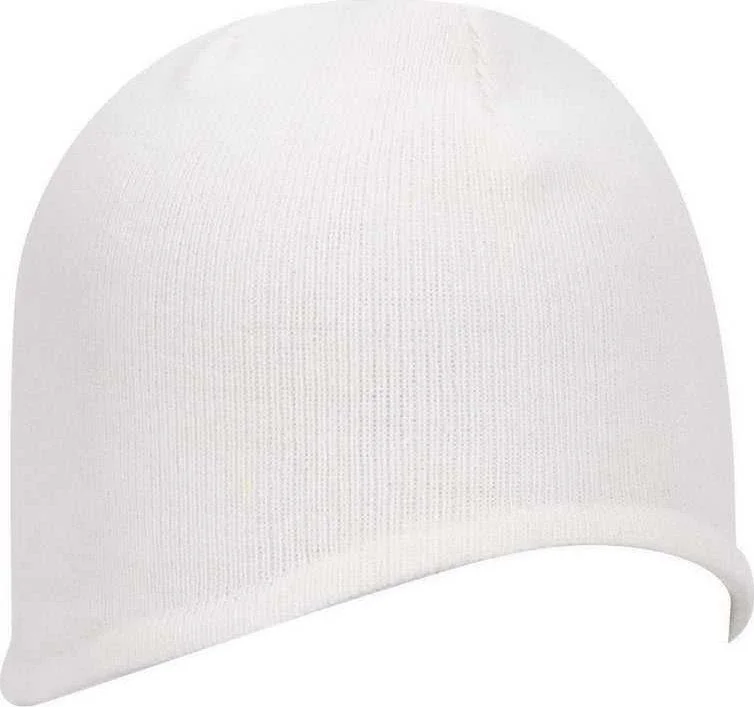 Hat With Fitted Design-OTTO 100-629 100% Acrylic Knit Beanie - White