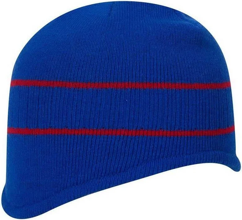 Hat For Classic Fashion-OTTO 100-630 100% Acrylic Knit Beanie with Stripes - Royal Red