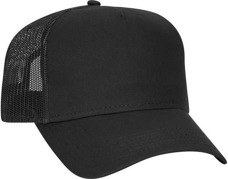 Hat For Work-OTTO 102-664 Cotton Twill 5 Panel Low Profile Pro Style Mesh Back Cap - Black