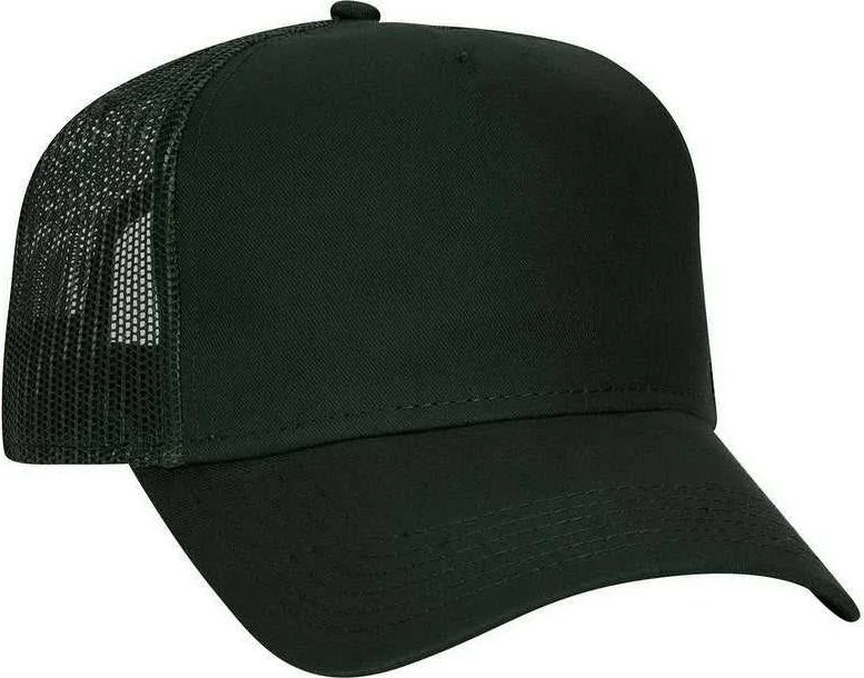 Hat For Casual Wear-OTTO 102-664 Cotton Twill 5 Panel Low Profile Pro Style Mesh Back Cap - Dark Green