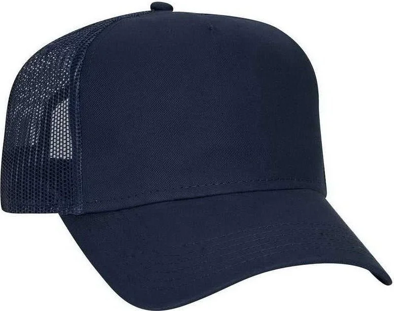 Hat For Weddings-OTTO 102-664 Cotton Twill 5 Panel Low Profile Pro Style Mesh Back Cap - Navy