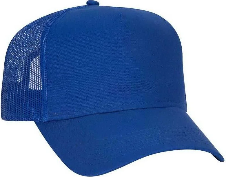 Hat For Outdoor Events-OTTO 102-664 Cotton Twill 5 Panel Low Profile Pro Style Mesh Back Cap - Royal