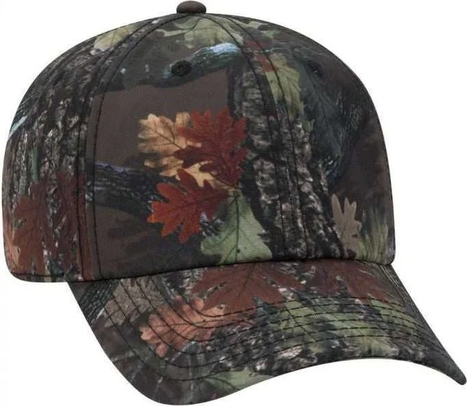 Hat For Running-OTTO 103-1263 6 Panel Camouflage Polyester Canvas Low Profile Cap - Nature Pattern Dark Brown