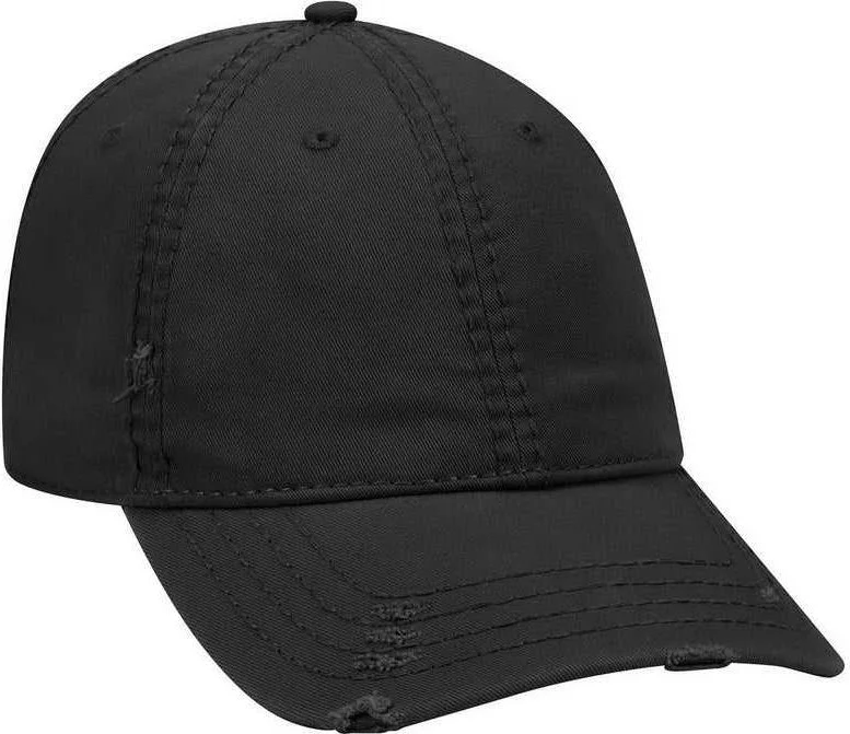 Hat For Safari-OTTO 104-1018 Distressed Superior Garment Washed Cotton Twill Low Profile Pro Style Cap - Black