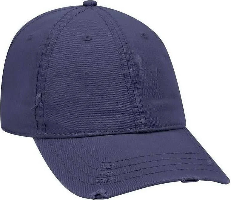 Hat For Poolside-OTTO 104-1018 Distressed Superior Garment Washed Cotton Twill Low Profile Pro Style Cap - Navy