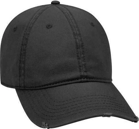 Hat For Hunting-OTTO 104-764 Superior Garment Washed Cotton Twill Distressed Visor Low Profile Pro Style Cap - Black