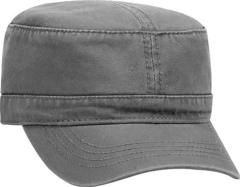 Hat For Gym-OTTO 109-791 Superior Garment Washed Cotton Twill Military Style Cap with Adjustable Hook and Loop - Charcoal Gray