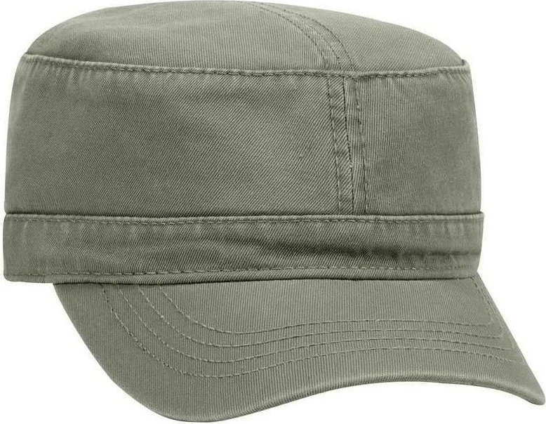 Hat For Soccer-OTTO 109-791 Superior Garment Washed Cotton Twill Military Style Cap with Adjustable Hook and Loop - Olive Green