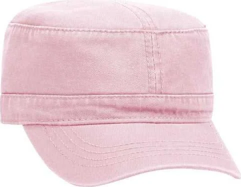 Hat For Basketball-OTTO 109-791 Superior Garment Washed Cotton Twill Military Style Cap with Adjustable Hook and Loop - Pink