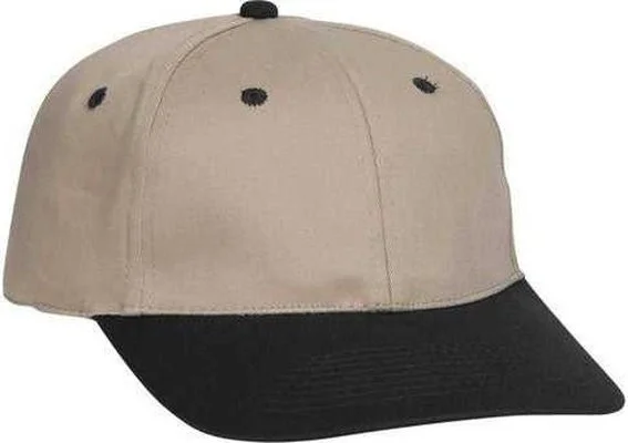 Hat For Camping-OTTO 11-018 Stretchable Deluxe Brushed Cotton Twill 6 Panel Low Profile Pro Style Cap - Black Khaki