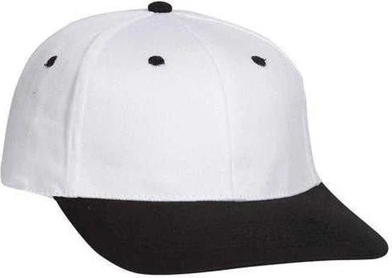 Hat For Hiking-OTTO 11-018 Stretchable Deluxe Brushed Cotton Twill 6 Panel Low Profile Pro Style Cap - Black White