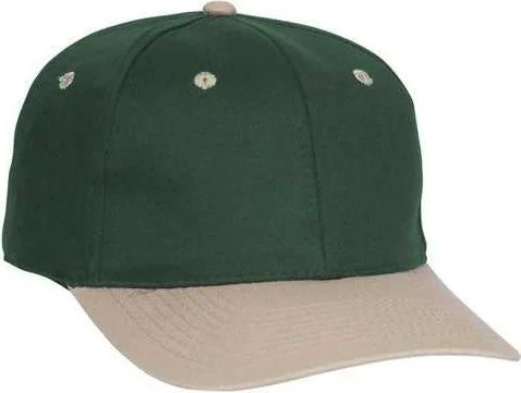 Hat For Rainy Days-OTTO 11-018 Stretchable Deluxe Brushed Cotton Twill 6 Panel Low Profile Pro Style Cap - Khaki Dark Green