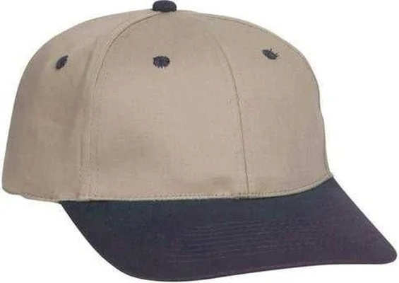 Hat For UV Protection-OTTO 11-018 Stretchable Deluxe Brushed Cotton Twill 6 Panel Low Profile Pro Style Cap - Navy Khaki