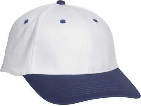 Hat For Sun Protection-OTTO 11-018 Stretchable Deluxe Brushed Cotton Twill 6 Panel Low Profile Pro Style Cap - Navy White