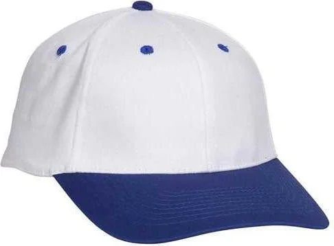 Hat For Fall-OTTO 11-018 Stretchable Deluxe Brushed Cotton Twill 6 Panel Low Profile Pro Style Cap - Royal White