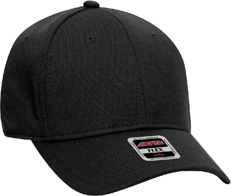 Hat For Baseball-OTTO 11-1162 Cool Comfort Stretchable Polyester Cool Mesh Flex 6 Panel Low Profile Baseball Cap - Black