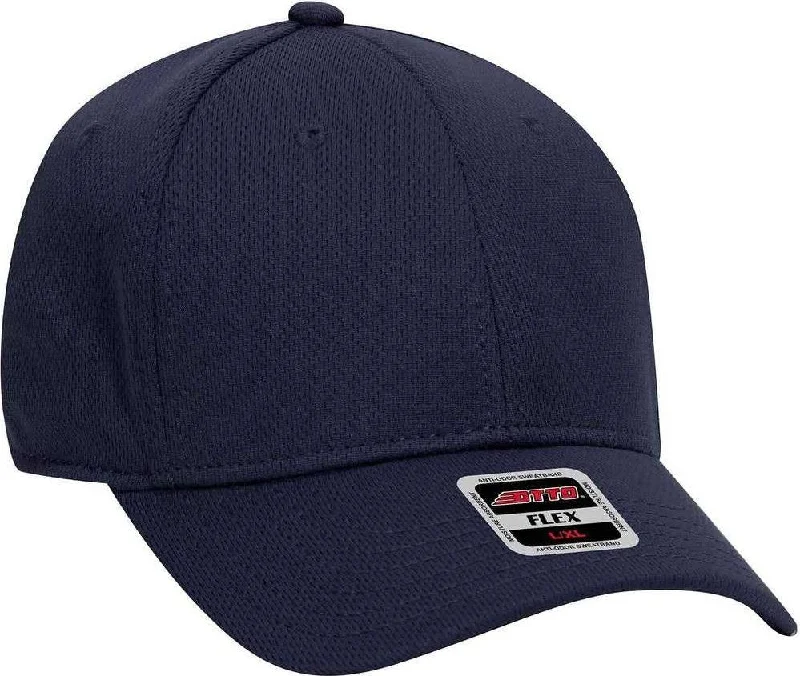 Hat For Cycling-OTTO 11-1162 Cool Comfort Stretchable Polyester Cool Mesh Flex 6 Panel Low Profile Baseball Cap - Navy