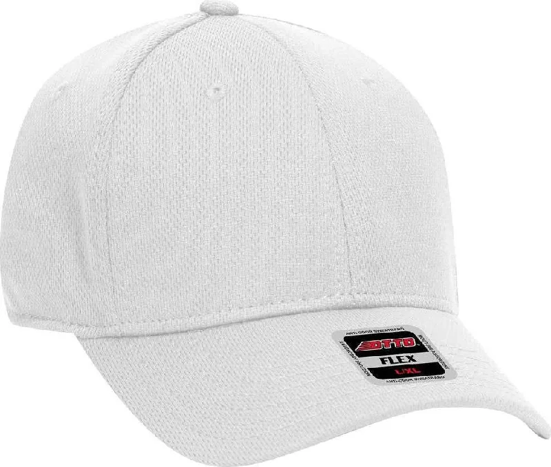 Hat For Golf-OTTO 11-1162 Cool Comfort Stretchable Polyester Cool Mesh Flex 6 Panel Low Profile Baseball Cap - White