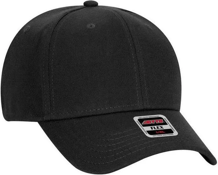 Hat For Spring-OTTO 11-1164 Stretchable Wool Blend Twill Flex 6 Panel Low Profile Baseball Cap - Black