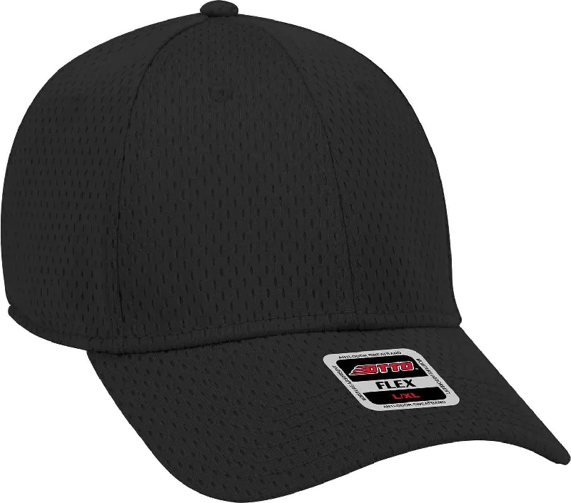 Hat For Hunting-OTTO 11-1168 Stretchable Polyester Pro Mesh Flex 6 Panel Low Profile Baseball Cap - Black