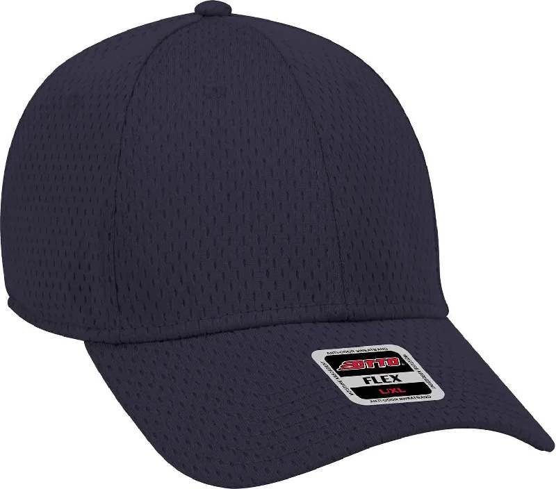 Hat For Fishing-OTTO 11-1168 Stretchable Polyester Pro Mesh Flex 6 Panel Low Profile Baseball Cap - Navy