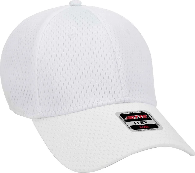 Hat For Snow-OTTO 11-1168 Stretchable Polyester Pro Mesh Flex 6 Panel Low Profile Baseball Cap - White