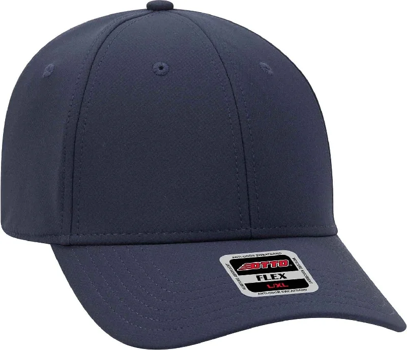 Hat For Spring-OTTO 11-1257 Flex 6 Panel Low Profile UPF 50+ Cool Comfort Performance Stretchable Knit Cap - Navy