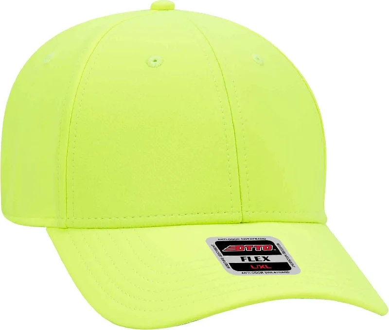 Hat For Summer-OTTO 11-1257 Flex 6 Panel Low Profile UPF 50+ Cool Comfort Performance Stretchable Knit Cap - Neon Yellow