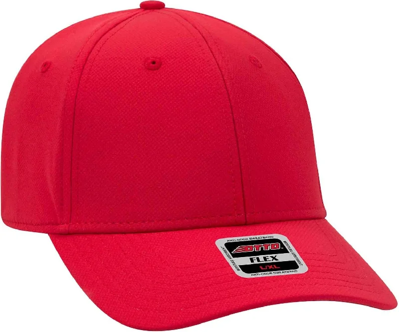 Hat For Long Hair-OTTO 11-1257 Flex 6 Panel Low Profile UPF 50+ Cool Comfort Performance Stretchable Knit Cap - Red