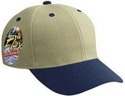 Hat For Big Head-OTTO 11-425 Stretchable Deluxe Wool Blend Low Profile Pro Style Cap - Navy Khaki