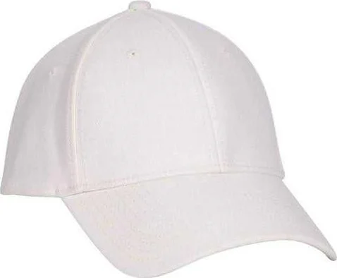 Hat For Petite Women-OTTO 11-425 Stretchable Deluxe Wool Blend Low Profile Pro Style Cap - White