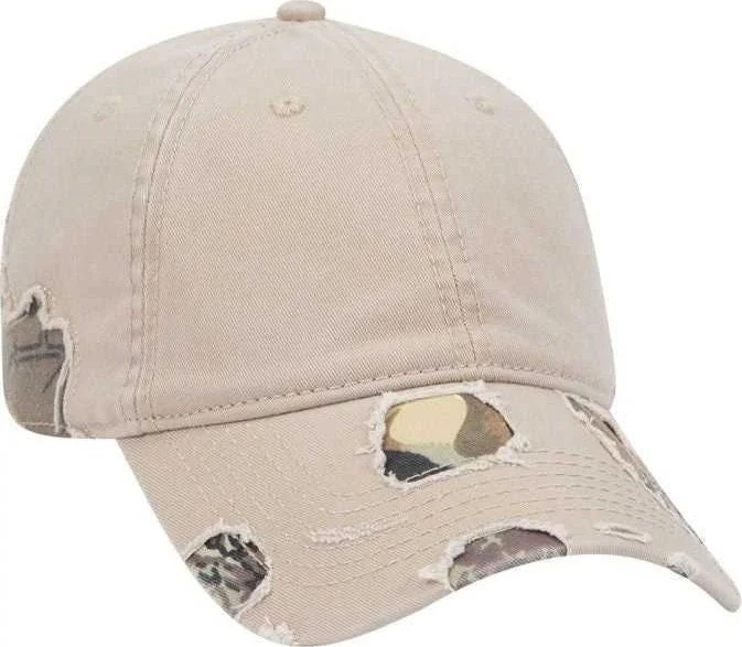 Hat With One Size Fits All-OTTO 110-1093 Camouflage 6 Panel Low Profile Baseball Cap - Khaki Khaki Brown Light Olive Green