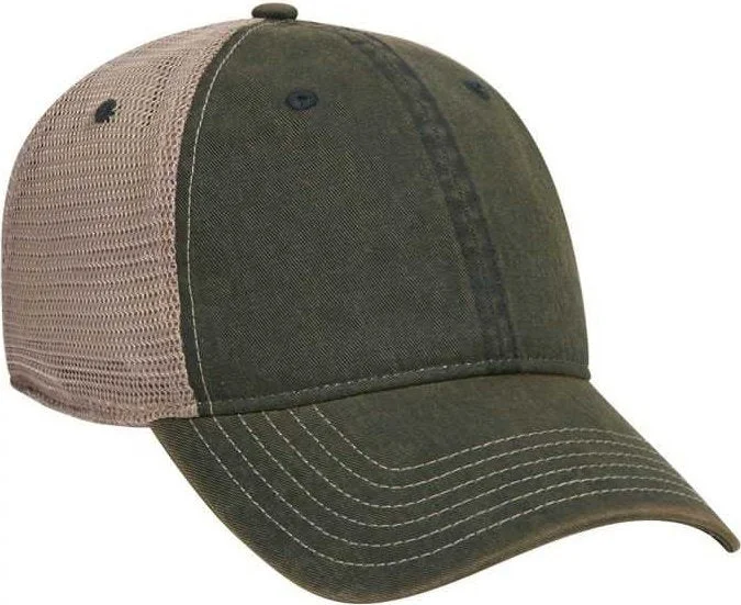 Hat For Bald Men-OTTO 121-1297  6 Panel Low Profile Soft Polyester Mesh Back Baseball Cap - Dark Green Dark Green Khaki