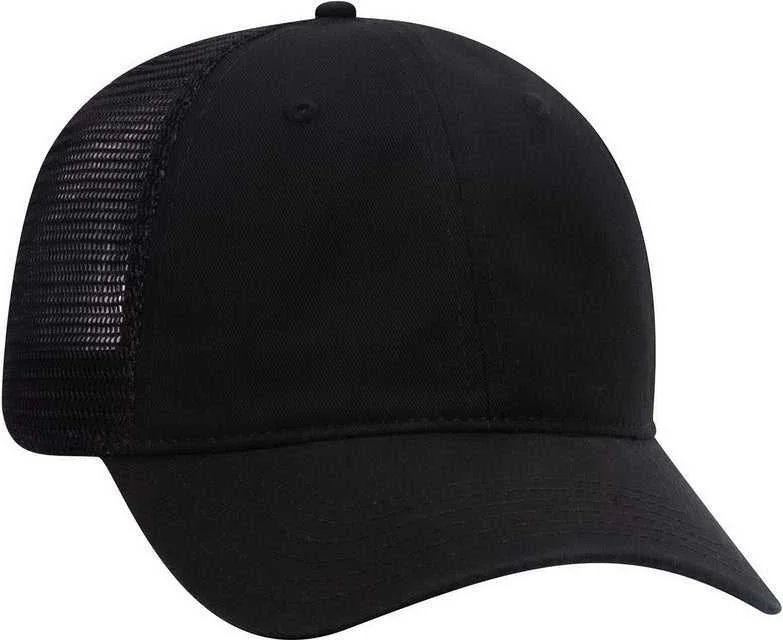 Hat For Big Head-OTTO 121-858 Superior Garment Washed Cotton Twill Low Profile Pro Style Mesh Back Cap - Black