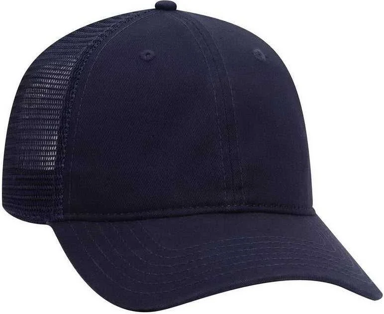 Hat For Boys-OTTO 121-858 Superior Garment Washed Cotton Twill Low Profile Pro Style Mesh Back Cap - Navy