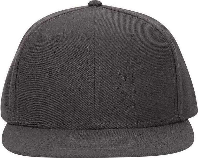 Hat For Boys-OTTO 123-969 Fit Wool Blend Flat Visor Fitted Pro Style Cap - Charcoal Gray