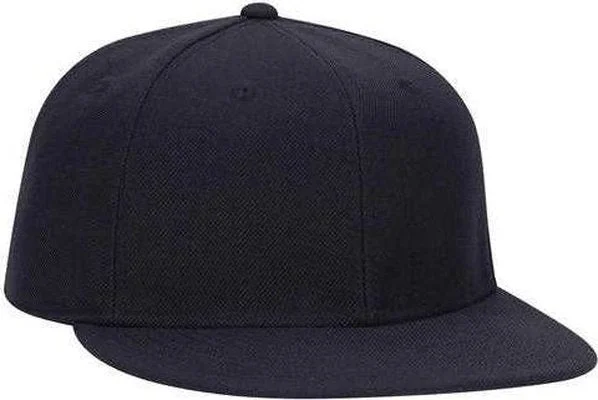 Hat For Women-OTTO 123-969 Fit Wool Blend Flat Visor Fitted Pro Style Cap - Navy