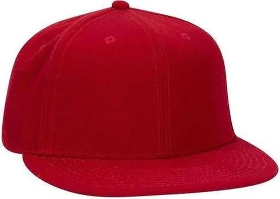 Hat For Men-OTTO 123-969 Fit Wool Blend Flat Visor Fitted Pro Style Cap - Red