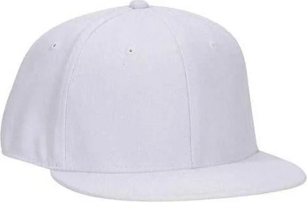 Hat With Designer Brand-OTTO 123-969 Fit Wool Blend Flat Visor Fitted Pro Style Cap - White