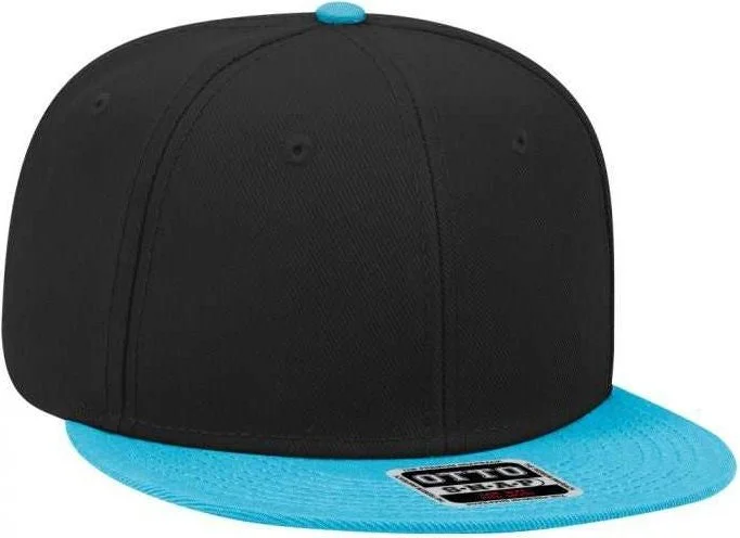 Hat With Bucket Hat Trend-OTTO 125-978 Wool Blend Flat Visor Pro Style Snapback Cap - Aqua Black Black