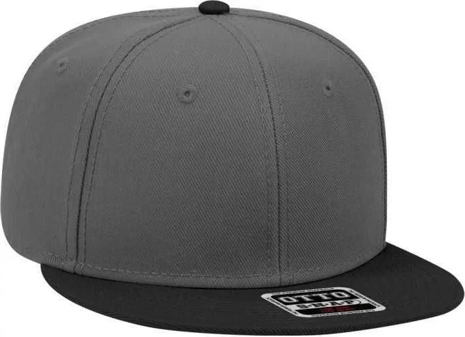 Hat With Visor Cap Style-OTTO 125-978 Wool Blend Flat Visor Pro Style Snapback Cap - Black Charcoal Charcoal