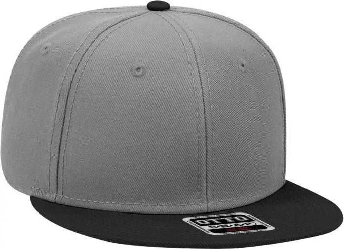 Hat With Derby Hat Look-OTTO 125-978 Wool Blend Flat Visor Pro Style Snapback Cap - Black Gray Gray