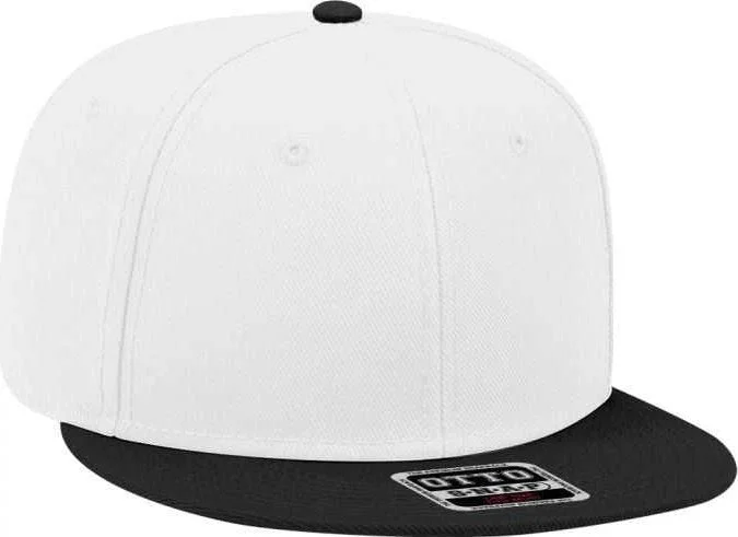 Hat With Rain Hat Style-OTTO 125-978 Wool Blend Flat Visor Pro Style Snapback Cap - Black White White