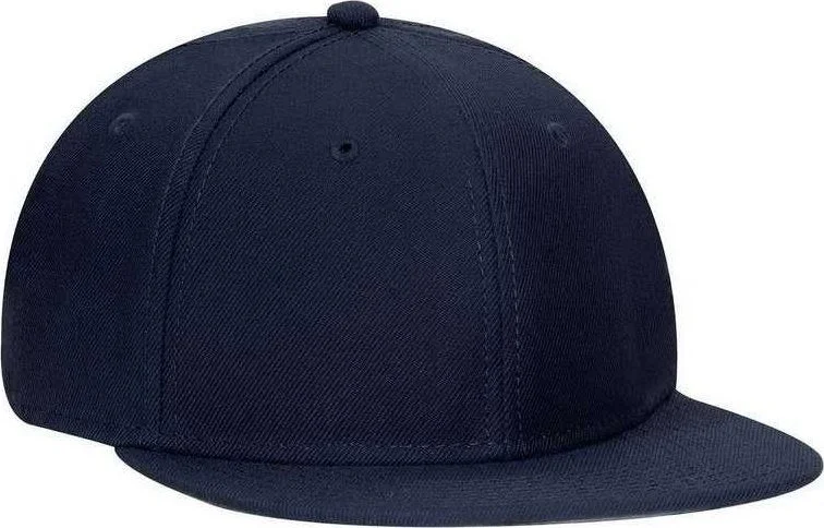 Hat With Baseball Cap Design-OTTO 125-978 Wool Blend Flat Visor Pro Style Snapback Cap - Navy