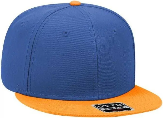 Hat With Bucket Hat Design-OTTO 125-978 Wool Blend Flat Visor Pro Style Snapback Cap - Orange Royal Royal